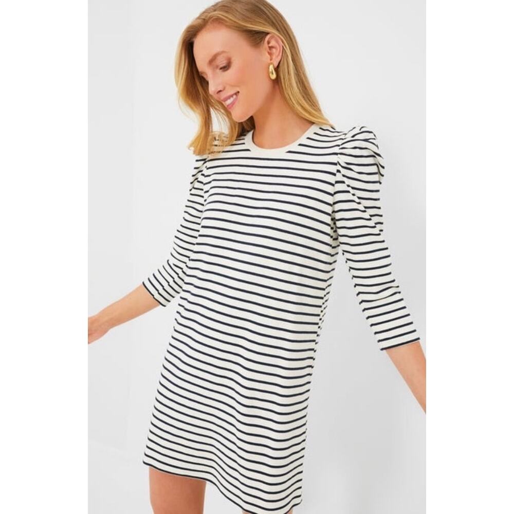 Pomander‎ Place XXXL Cream Black Stripe Knit Dress Long Sleeve Stretch Cotton
